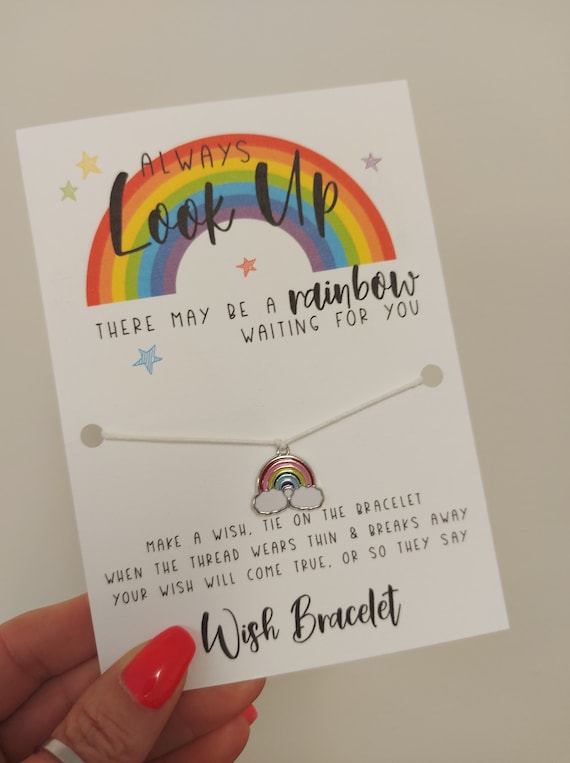 Positivity Quote Rainbow Wish Bracelet Teacher or Teaching