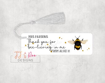 Regalo para profesor, Marcapáginas personalizado, Diseño de abeja en acuarela, Agradecimiento al profesor, Asistente de enseñanza, Fin de curso, Marcapáginas de metal