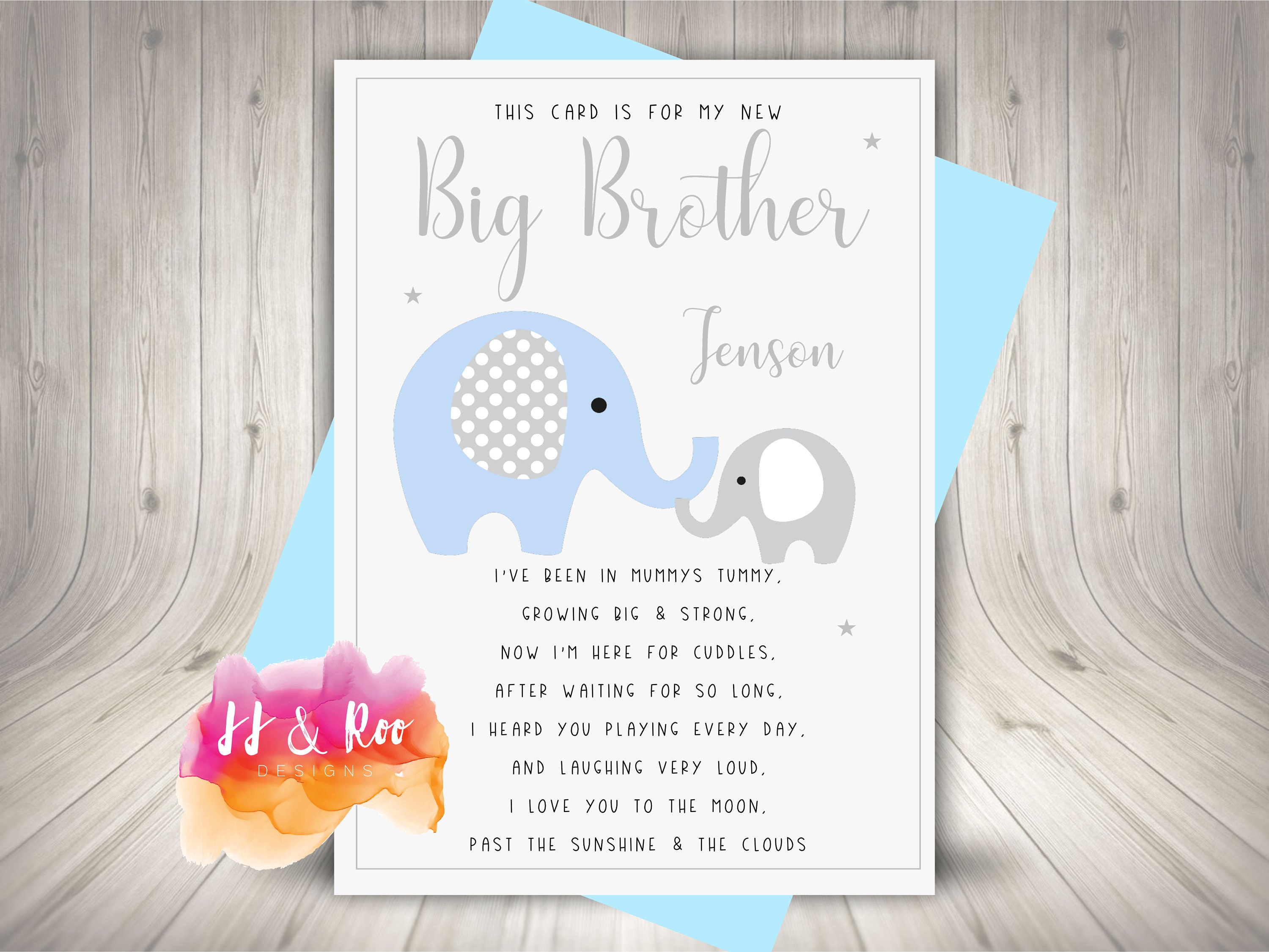 Personalised New Big Sister From Baby Card Big Brother From