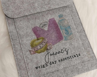 Funda personalizada para diario de pesaje / Carpeta para diario y libros de adelgazamiento / Imprescindibles para el pesaje / Bolsa organizadora para el viaje de pérdida de peso