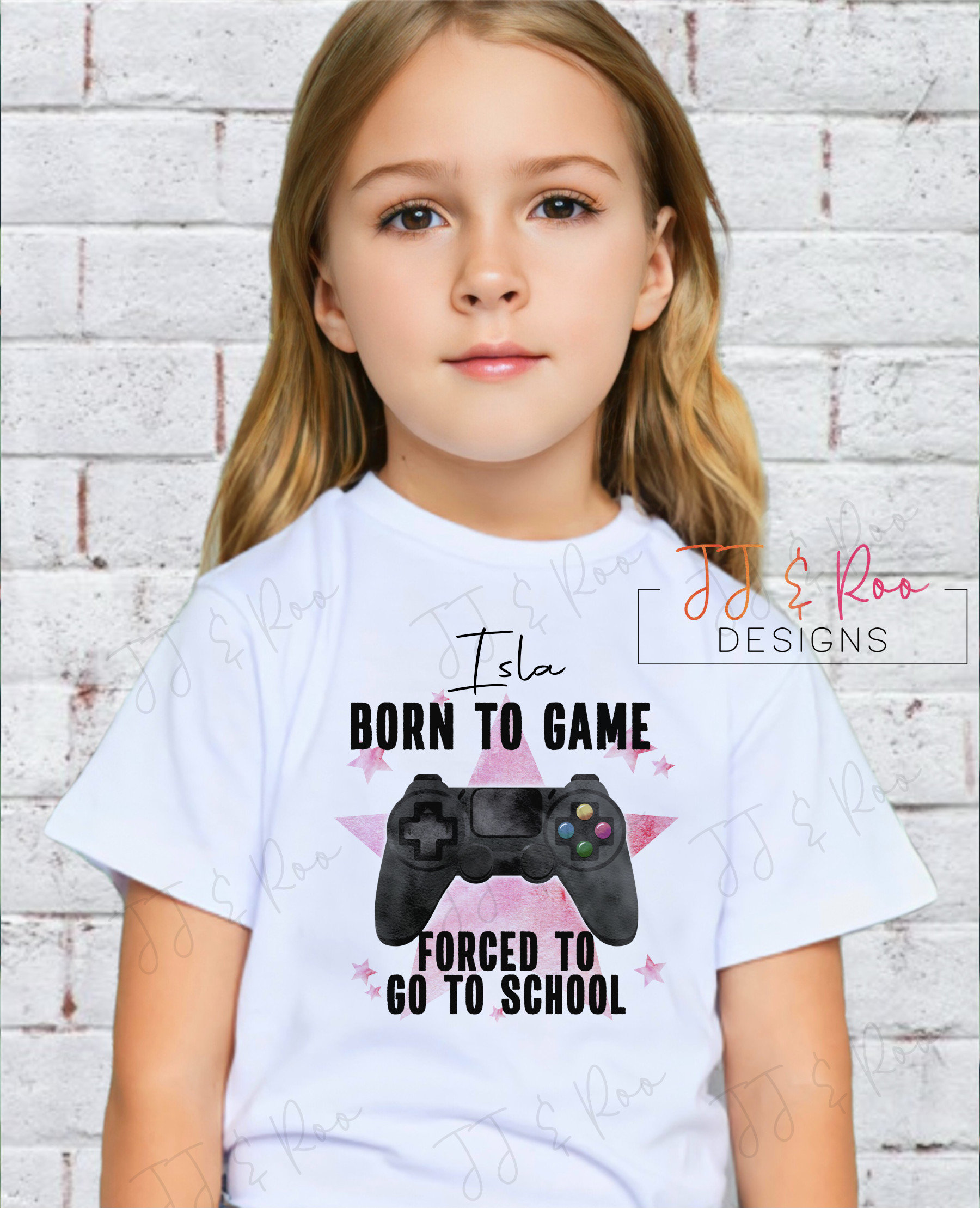 T-shirt - Born to Game, Forcé d'aller à l'école [Jeux]-[dur]-[152]-[12-13