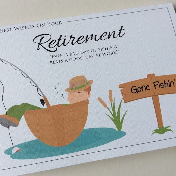 Personalised Retirement Card | Gone Fishing | Good Luck | Leaving Card