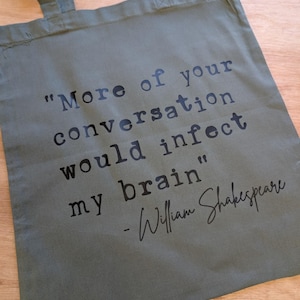 Shakespeare Quote Reusable Tote Bag | Book Lover Gift | Literary Classic Quotes | Reusable Eco Book Bag | Shakespearean Insults Coriolanus