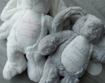 Conejito de peluche personalizado / Peluche de peluche / Nuevo regalo para bebés / Regalo de bautizo / Regalo de Pascua / Detalles del nacimiento del bebé Recuerdo del oso de peluche del conejo