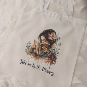 Book Lover Custom Tote Bag | Choose Quote or Add Your Own Text | Reusable Shopping Bag | Bookish Gifts | Bag for Life | Reading Gift