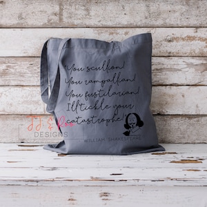 Shakespeare Insults Tote Bag | Book Lover Gift | Literary Quotes | Reusable Shopping Bag | Bookish Gift | Book Tote Bag | Henry IV