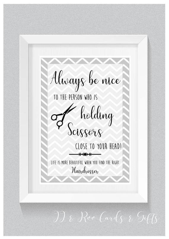 A4 Hairdresser Hairstylist Funny Quote Gift Print Scissors Etsy