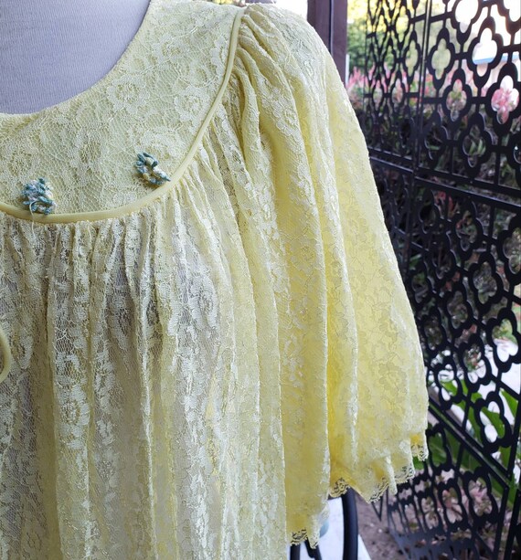 Vintage Lingerie Yellow Lace Tie-Up Lounging Peig… - image 2