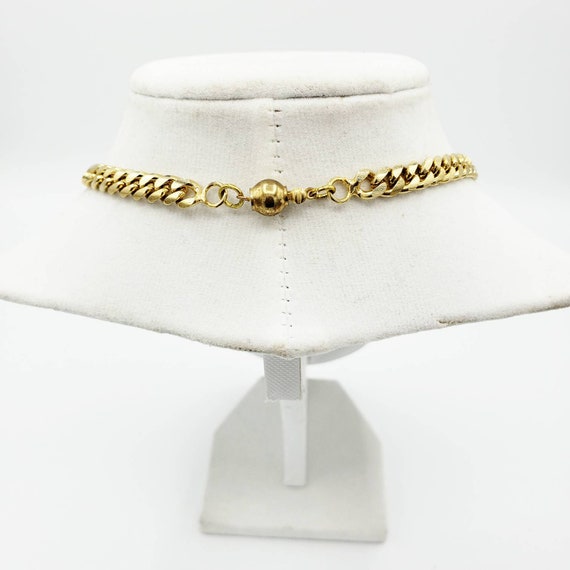 Vintage Necklace | Cream Lacquer w/ Bling and Gol… - image 5