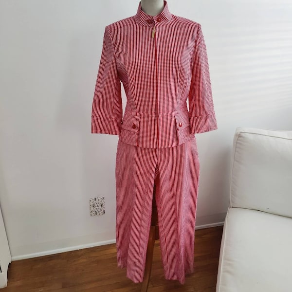 Womens Seersucker Pants Suit Etsy