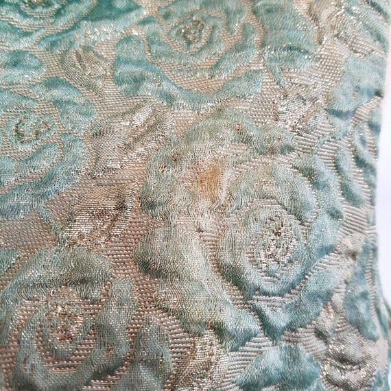 Vintage Brocade Dress | Mint Green and Silver | S… - image 6