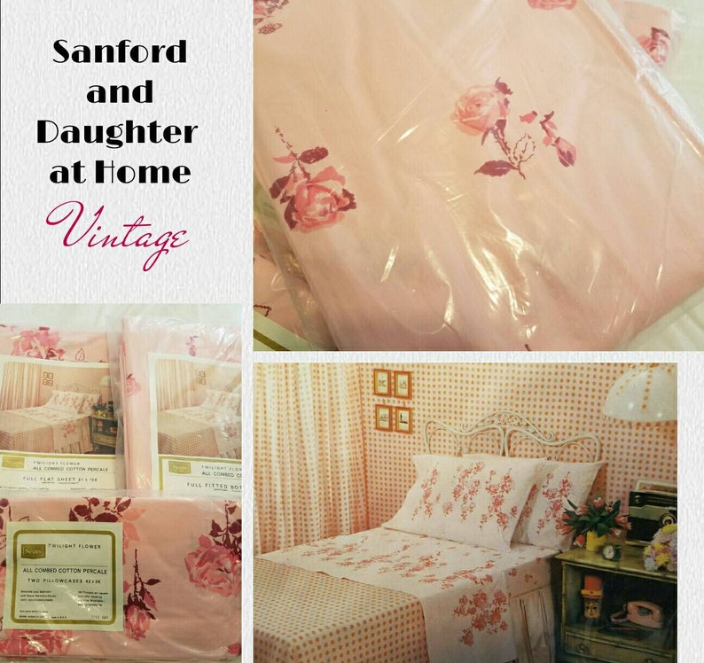 Absolutely Beautiful Vintage FullDouble Sheet Set Includes Flat Complete Set Fitted and Two Pillowcases. Brand New
