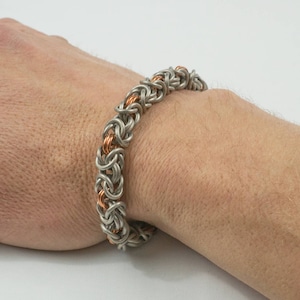 Titanium bracelet in byzantine weave