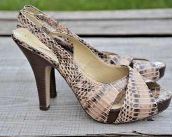 Women's leather slingbacks, skin slingbacks, vintage leather shoes, high heal slingbacks, open heel sandals, wedding slingbacks