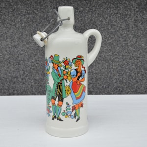 Keramik Schnapsflasche, Vintage Flasche aus Deutschland, Steingut Flasche mit Stopfen, Bauernhaus Dekor, Vintage Alkoholflasche, Trinkbehälter