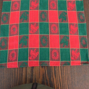 Vintage Christmas table runner, checked Christmas table topper, Christmas table decor, cotton Christmas table runners, Xmas table cloth