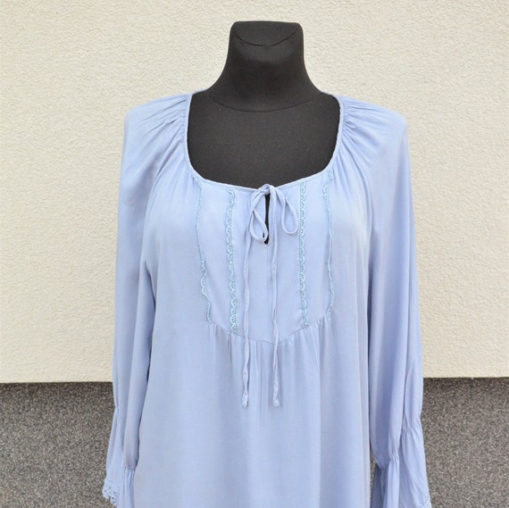 Light blue peasant top on sale