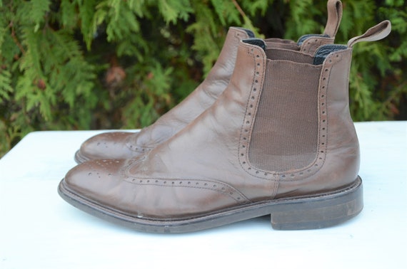 Men Half Boots Leather Brown Men s Shoes Men Country Boots Men s Vintage Boots Brown Leather Boots Shoes UK 7 USA 9 EU 39 40 Etsy