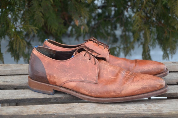 Brown men shoes, brown lace up shoes, plain toe s… - image 1