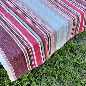 Striped long table runner, linen table runner, kitchen table runner, retro table decor, Vintage textile, table runners, woven tablecloth
