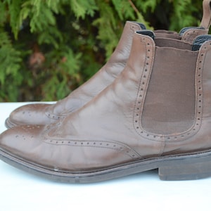 Demi-bottes pour hommes, chaussures pour hommes en cuir marron, bottes de campagne pour hommes, bottes vintage pour hommes, bottes en cuir marron, chaussures UK 7, USA 9, EU 39-40