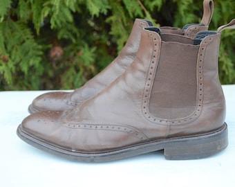 Men half boots, leather brown men's shoes, men country boots, men's Vintage boots, brown leather boots, shoes UK 7, USA 9, EU 39-40