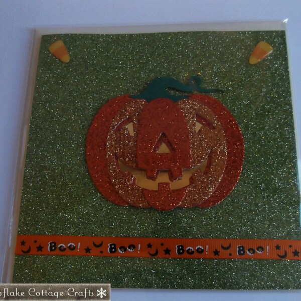 Halloween Card, Pumpkin and Candy Corn Card, Seasonal Greetings Card, All Hallows' Eve Card, Trick or Treat Card