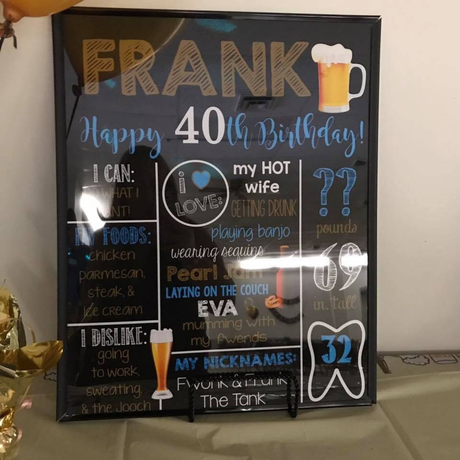 40th Birthday Chalkboard Sign Printable Birthday Chalkboard Etsy