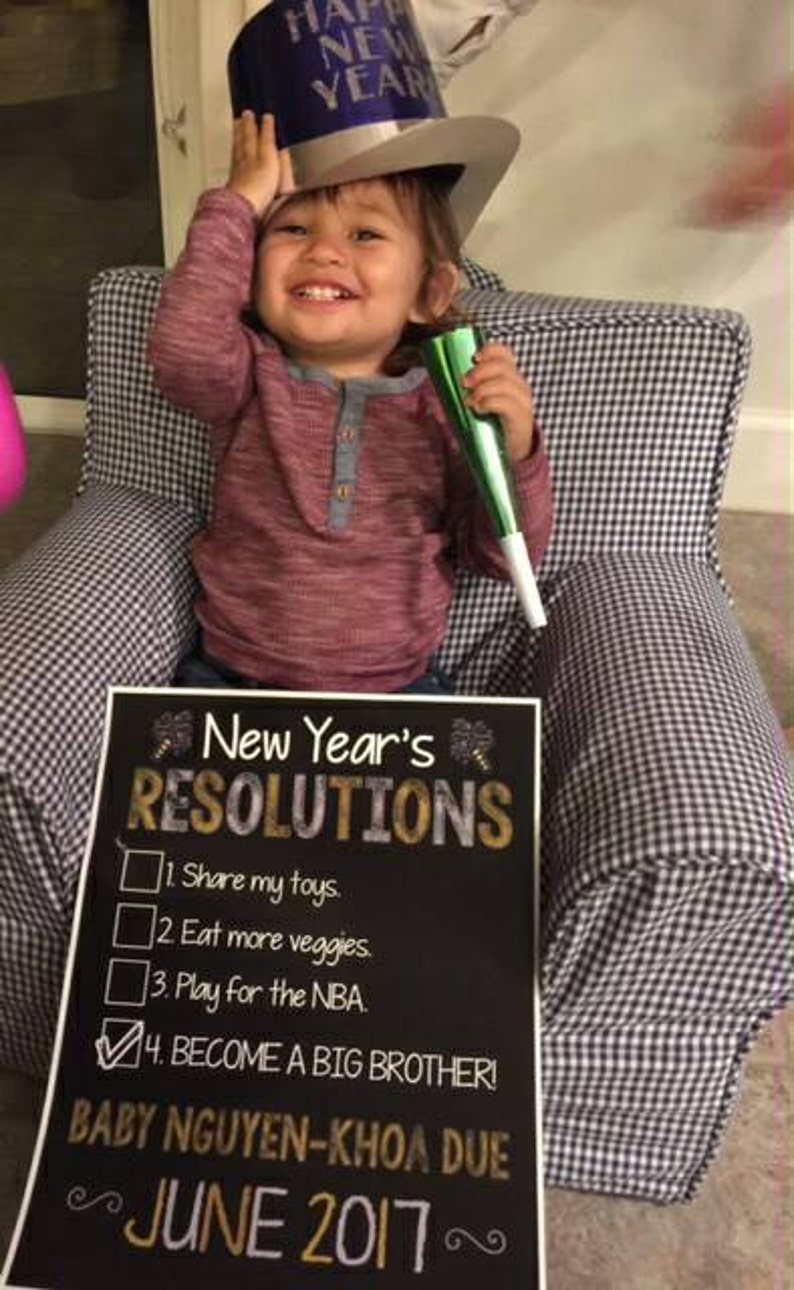 New Years Themed Pregnancy Announcement Chalkboard Baby | Etsy