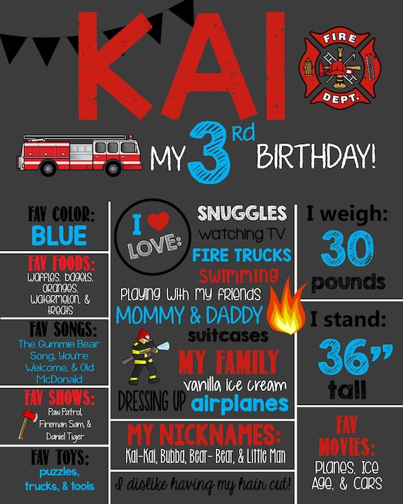 Fireman Poster Firetruck Chalkboard Stat Poster DIY Printable Fire Engine Milestone Chalkboard Poster Fire Truck Chalkboard Sign
