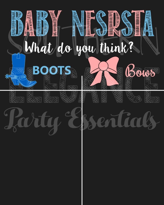 Boots or Bows Pregnancy Gender Reveal Chalkboard Gender Etsy