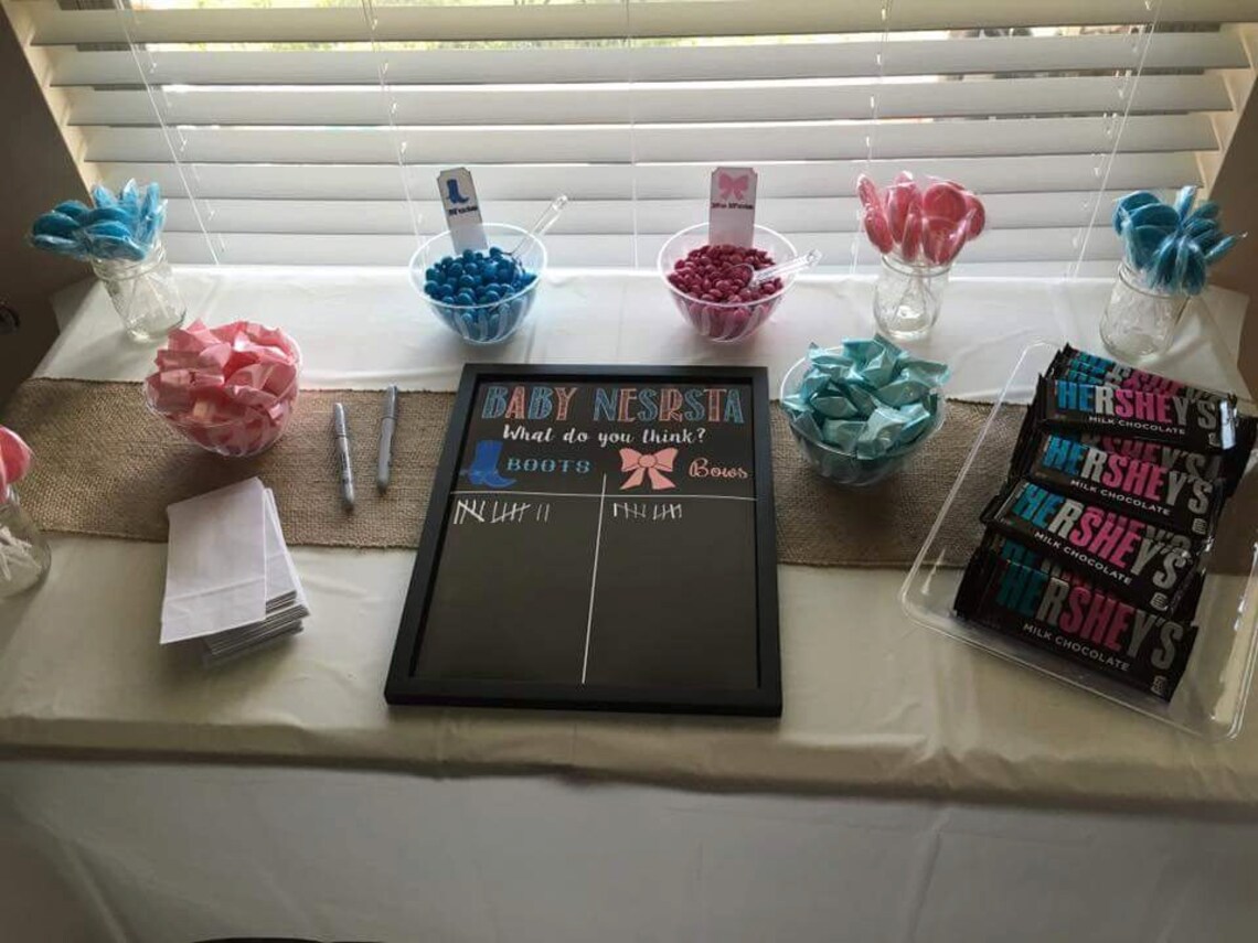 Boots or Bows Pregnancy Gender Reveal Chalkboard Gender Etsy