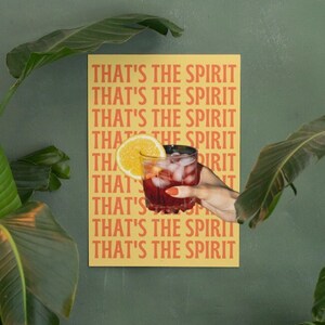 That&#39;s The Spirit Retro Cocktail Art Print Alcohol Poster, Bar Cart Gallery Wall, Drinks Printable Digital Download
