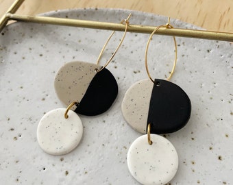 Boucles d’oreilles Duo Hoop - Black & Sand