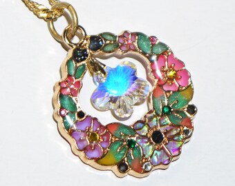 Collier fleurs, collier en résine, collier pendentif, collier modèle unique, collier japonais, collier kawaii, collier swarovski