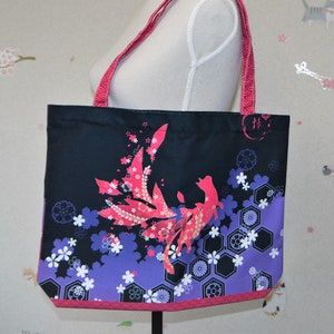 Japanese Floral Fabric Tote Bag – Cute and Colorful, Perfect for Books, School or Everyday Use, Practical and Original