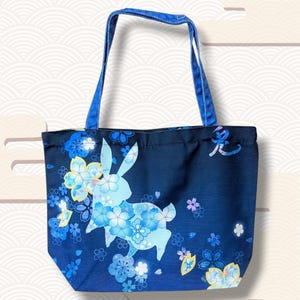 Japanese Floral Fabric Tote Bag – Cute and Colorful, Perfect for Books, School or Everyday Use, Practical and Original