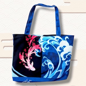 Japanese Floral Fabric Tote Bag – Cute and Colorful, Perfect for Books, School or Everyday Use, Practical and Original