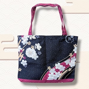 Japanese Floral Fabric Tote Bag – Cute and Colorful, Perfect for Books, School or Everyday Use, Practical and Original