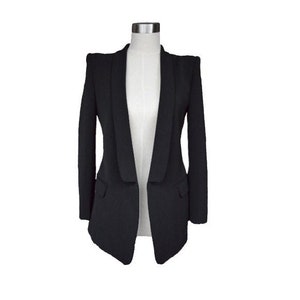 Womens Custom Black Blazer, women slim fit blazer, white jacket, long sleeve jacket, womens blazer