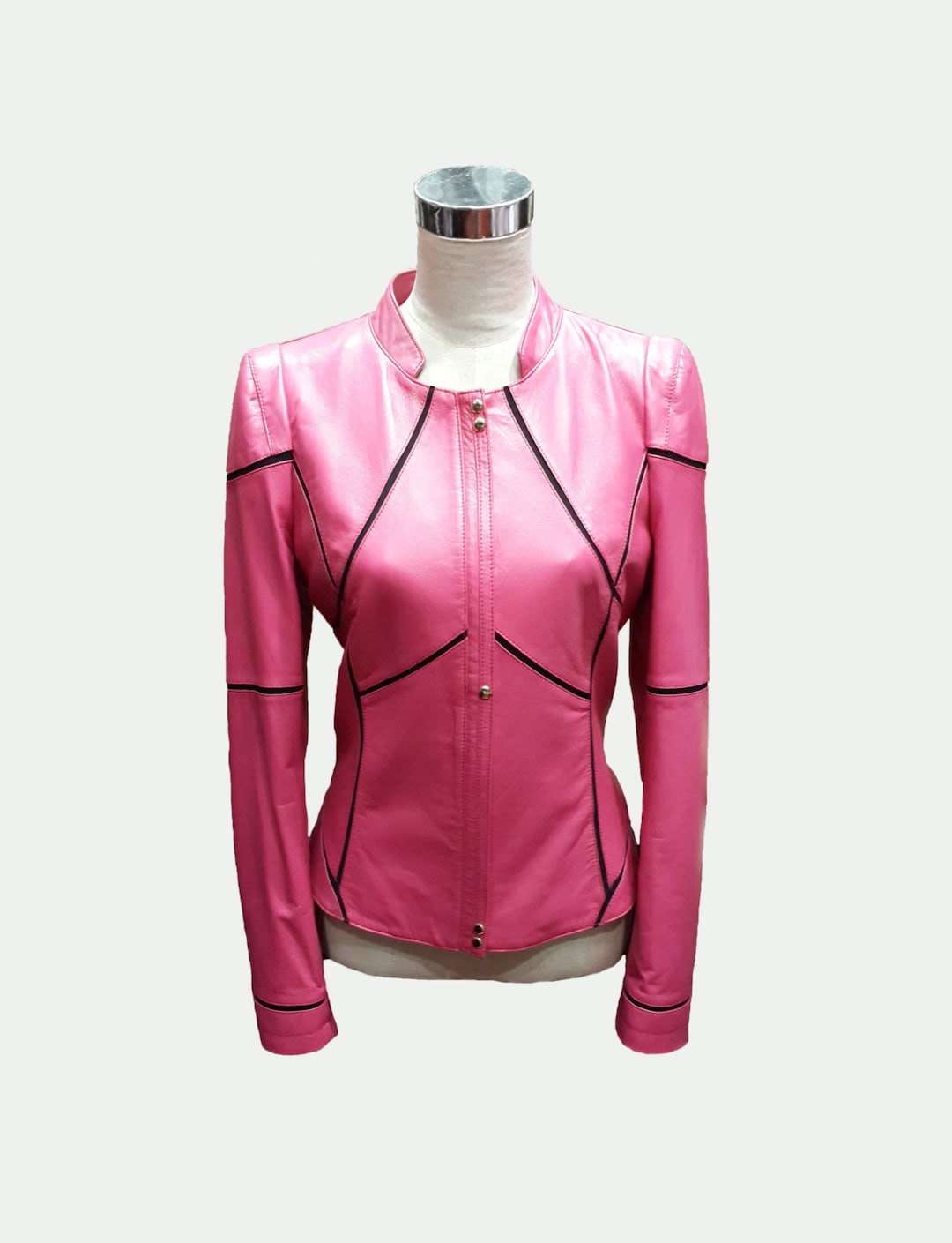 Pink File Jacket Custom Made Leather Jacket - Pink Jacket - Short Jacket - Women Jacket ...