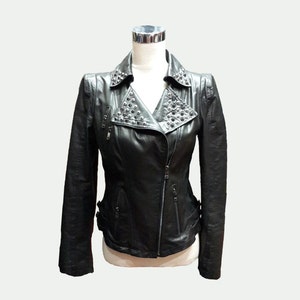 Custom made Leather Jacket - Biker Jacket - Black Jacket - Short Jacket - Women Jacket - Women Leather Jacket