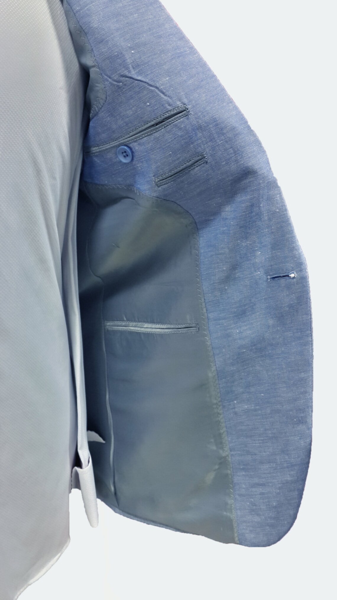 Linen Light Blue 2 Piece Men's Suit Includes Custom Jacket Etsy