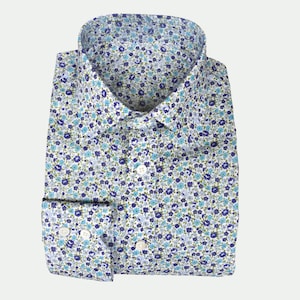 Men&#39;s and Women&#39;s Floral Button-Down Collar Dress Shirt / Custom made / Handmade