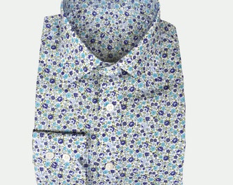Men&#39;s and Women&#39;s Floral Button-Down Collar Dress Shirt / Custom made / Handmade