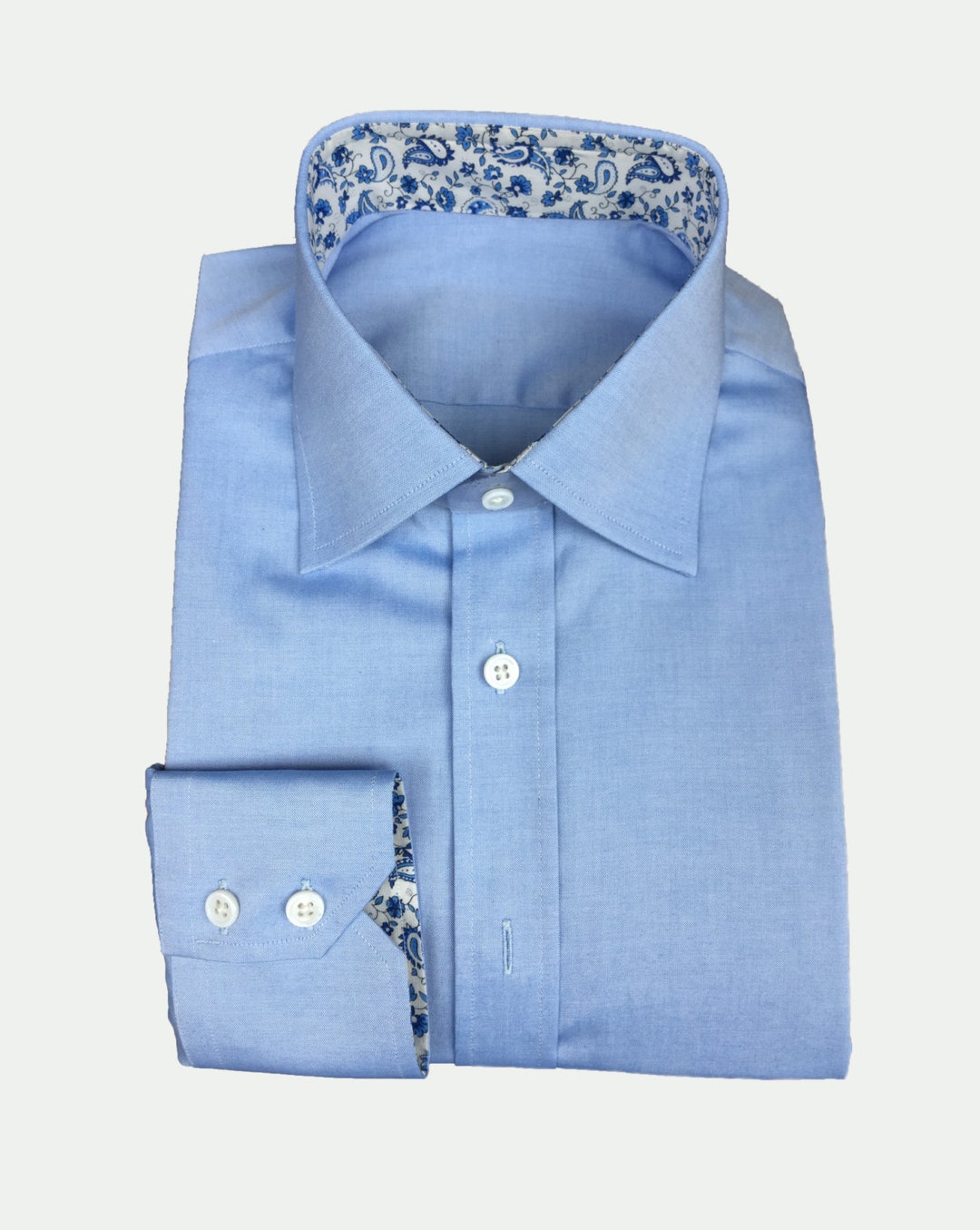 Men's and Women's Blue Buttondown Collar Dress Shirt / Custom Made