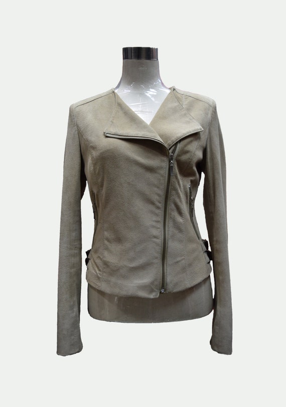 Custom made Suede Jacket - Biker Jacket - Gray Jacket - Short Jacket - Women Jacket - Women Suede Jacket