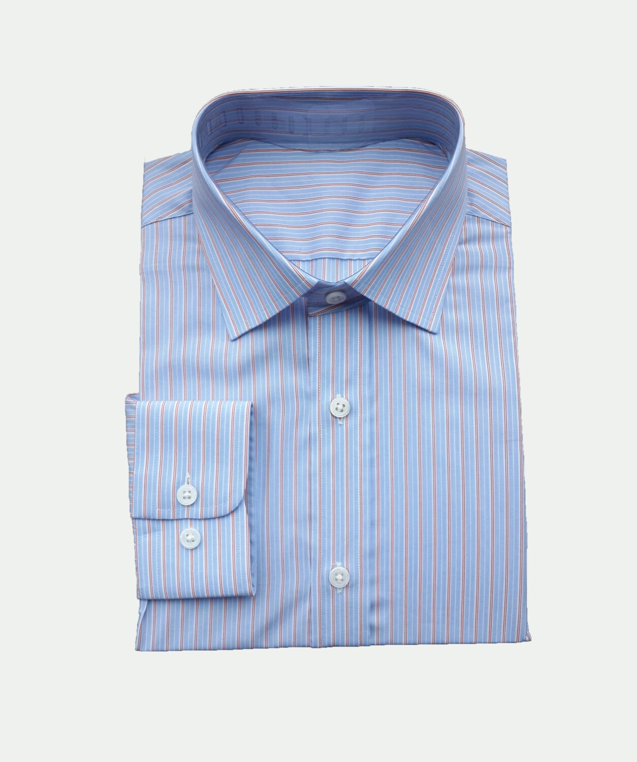 Men's and Women's Blue and Orange Stripes Button-Down Collar Dress Shirt / Custom made / Handmade
