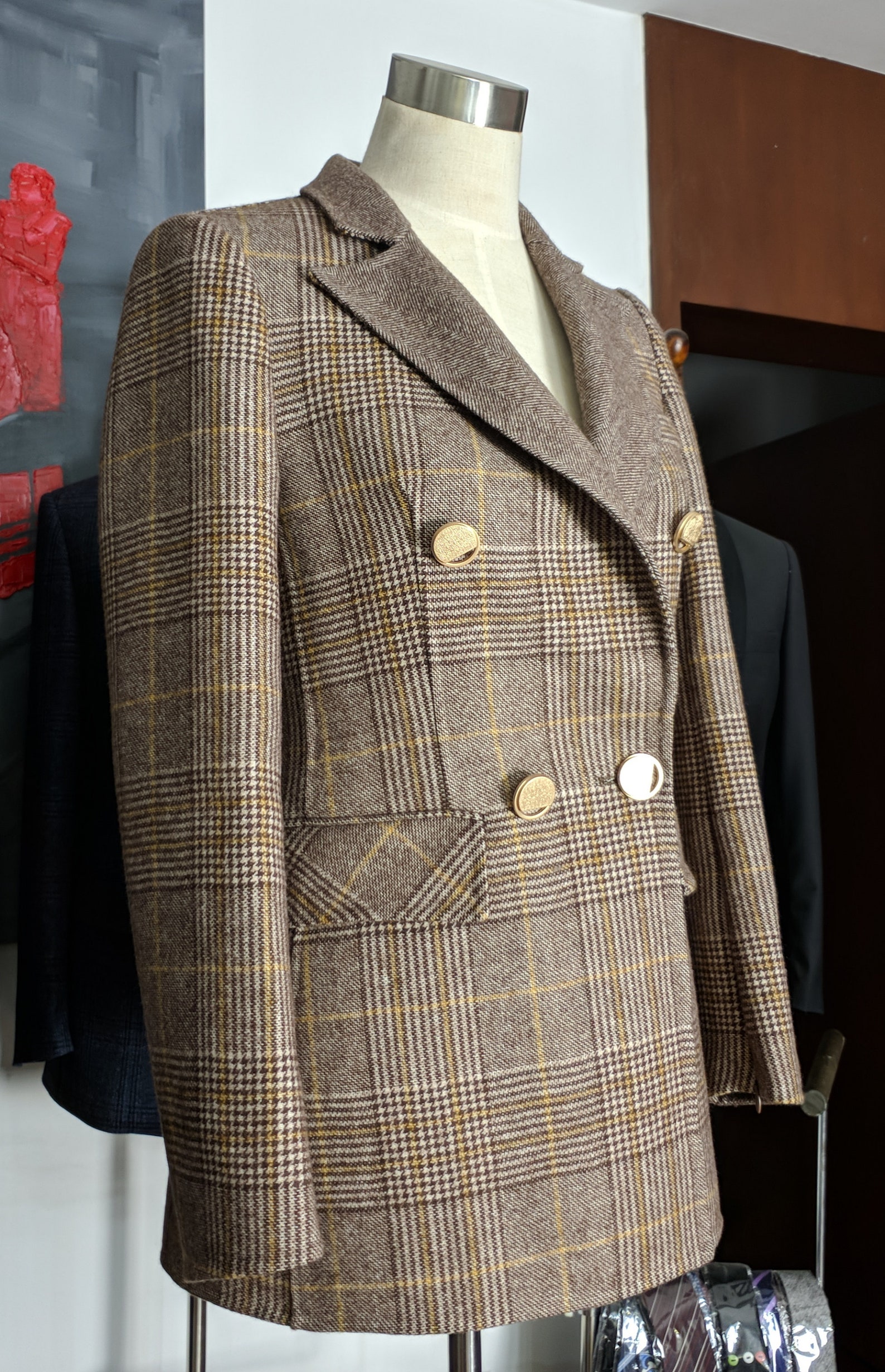 Wool Plaid Blazer