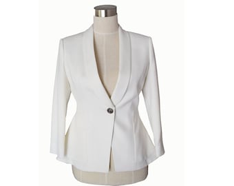 Womens Custom White Suit, women slim fit blazer, white jacket, long sleeve jacket, womens blazer